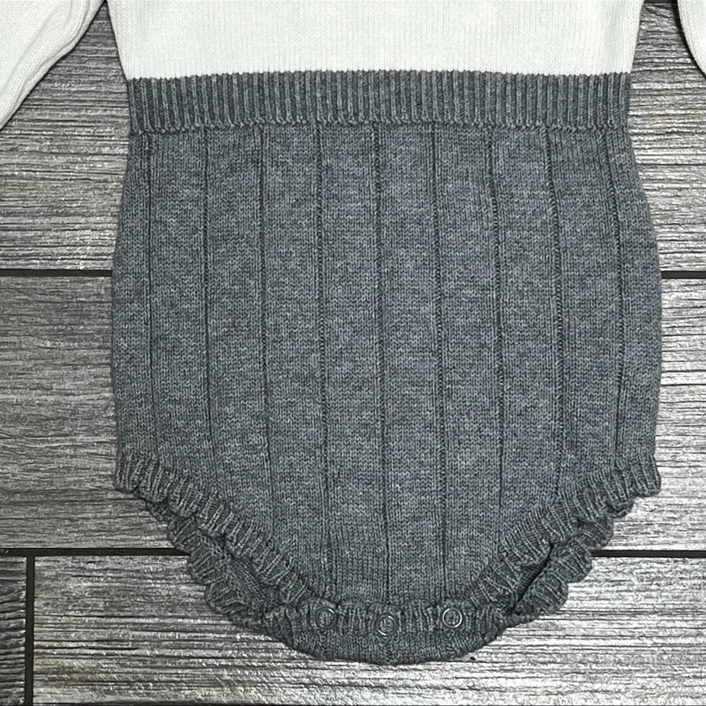 Cat & Jack Baby Girl 18 Months Grey Gray White Sweater Jumper One Piece Outfit - Picture 4 of 13